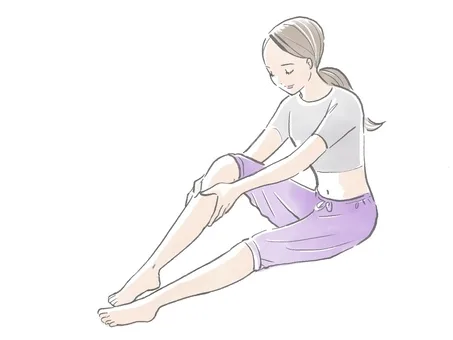 ふくらはぎをさする女性のイラスト