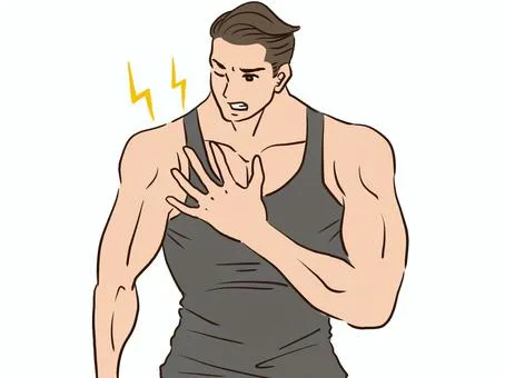 肩の筋肉を痛めた男性のイラスト